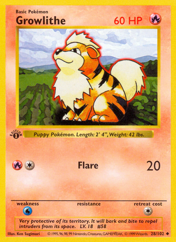 pokemon first edition base set card prices Growlithe (28/102) (Shadowless) [Base 1st Edition] Pack Option:Charizard (Unsearched) Ultra Pro Pokémon Binder Album (any other effects of Ultimate Guard 60 Katana