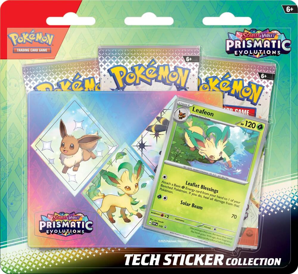 green code card pokemon Prismatic Evolutions Sticker Collection: Leafeon