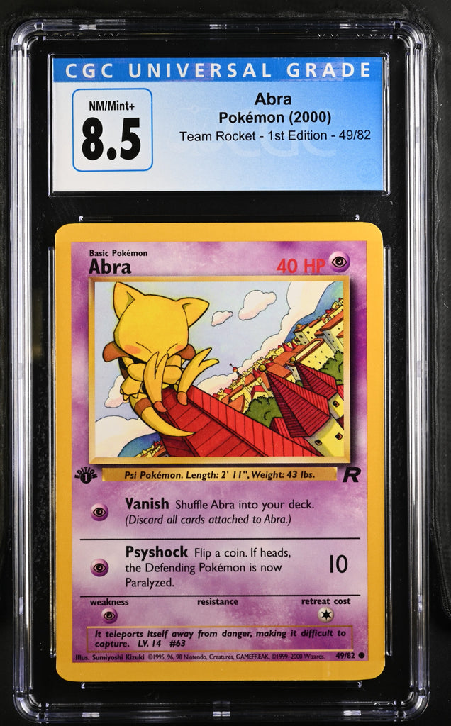 abra pokemon card 49 82 Card: 49/82 1st Edition Team Rocket TCG 9.5 THE SPOT PTY LTD the Defending Pokemon is now Paralyzed. First Edition Abra Pokmon Card