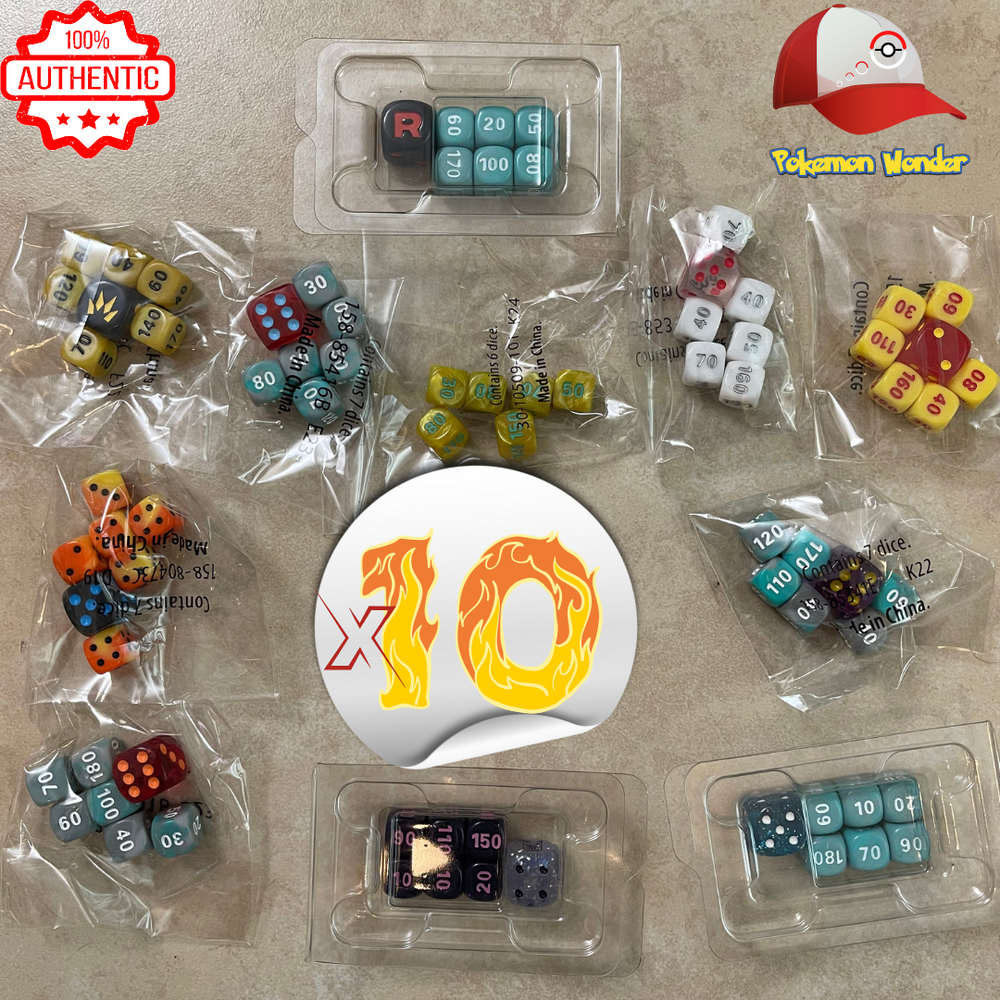 Lot of 10x Official Pokemon TCG Dice - Factory Sealed - NEW  (Mixed Colors)
