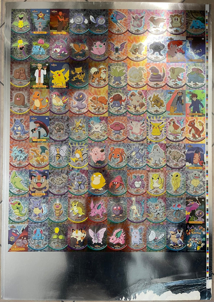Topps 1999 Pokémon TV Series 1 Silver Foil 90/90 Complete Set Uncut Sheet