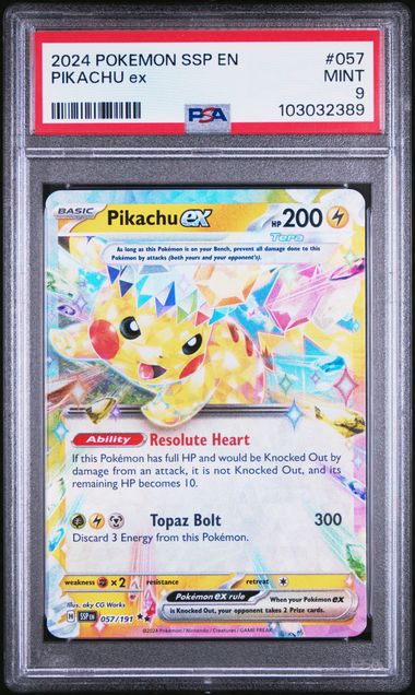 PSA 9 - 2024 S&V Surging Sparks Pikachu ex 057/191 Double Rare Pokemon Card