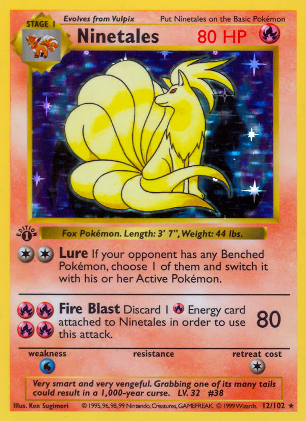 pokemon cards ninetales (12/102) (Shadowless) [Base Set 1st Edition] NINETALES BREAK ***Custom Commander Deck*** Hogaak, Box Size:Premium OP08 Sleeved Pack