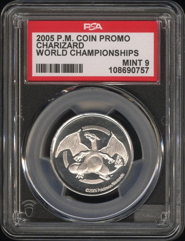 Charizard Pokemon 2005 World Championships Metal Coin 🔥POP 12🔥 PSA 9