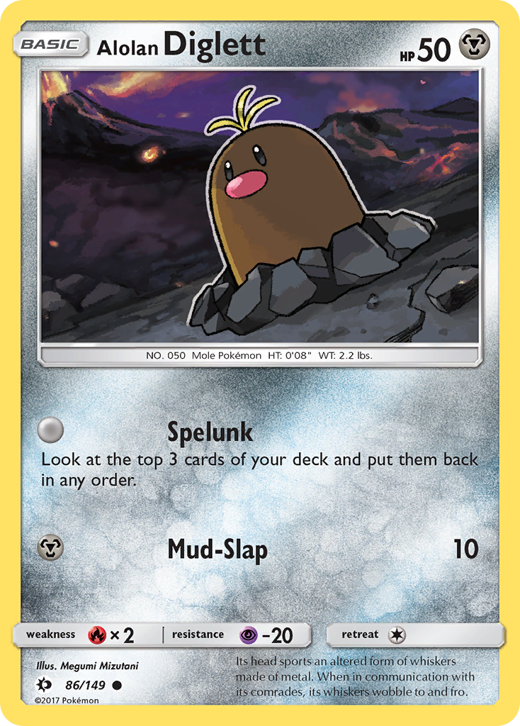 pokemon card diglett Pokemon Sun & Moon Base Set Common Alolan Diglett #86