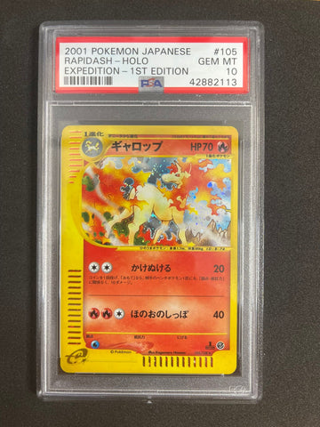 Pokemon Rapidash Holo 1st Edition Expedition 105/128 PSA 10