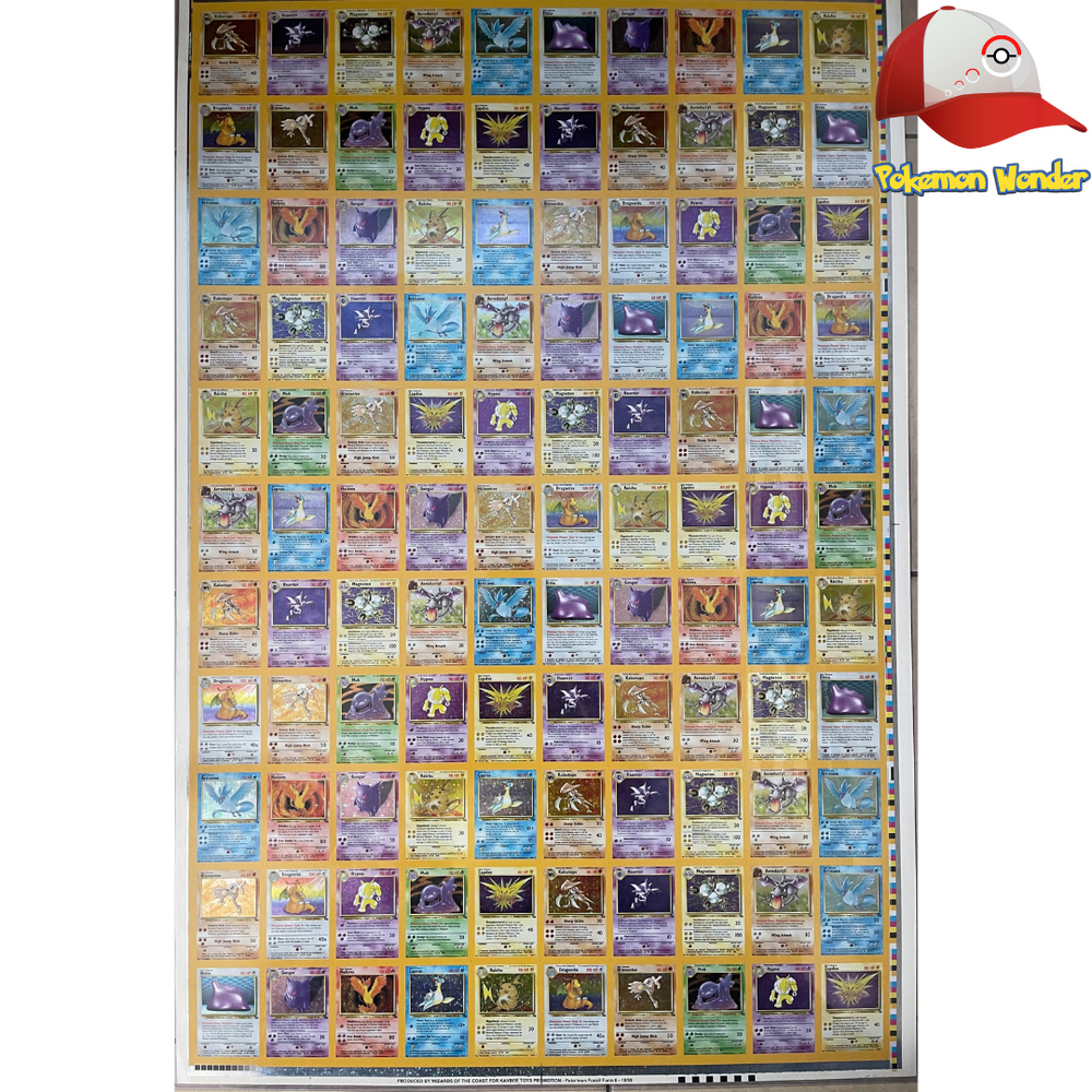 Wizards of the Coast 1999 Pokémon Card Uncut Fossil Holo Sheet KB Toys