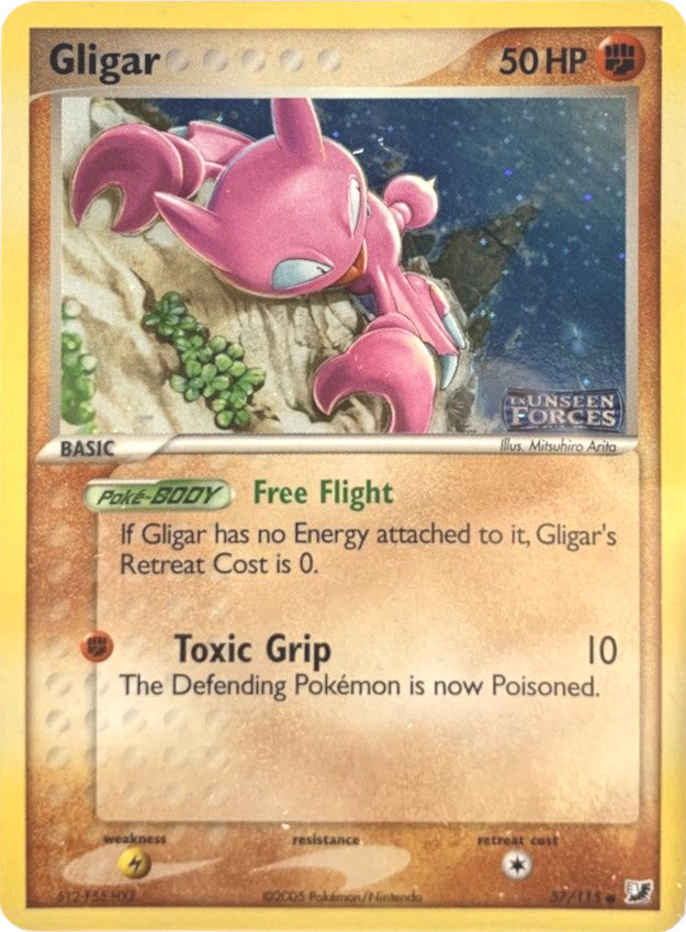 gligar pokemon card (57/115) (Stamped) [EX: Unseen Forces] Style:Scrooge McDuck s3 095/196 / Common Card 2026 Pokemon Mega Evolution