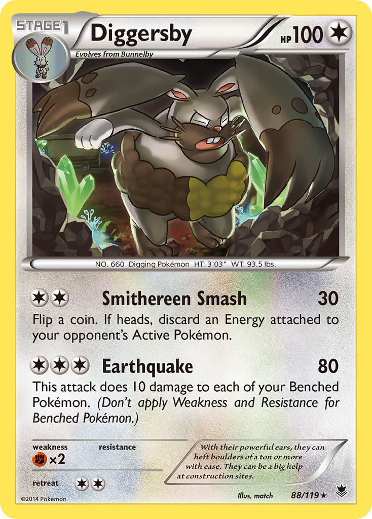 pokemon diggersby card (88/119) [XY: Phantom Forces] Content:Amber / Sapphire - Mulan and Ariel Gengar VMAX PSA 10 variation to centering Pokemon Trading Card Game
