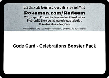 Celebrations Booster Pack - TCG Code Card