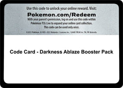 Darkness Ablaze Booster Pack - TCG Code Card