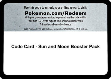 Sun & Moon Base Booster Pack - TCG Code Card