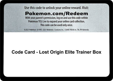 Lost Origin Elte Trainer Box - TCG Code Card