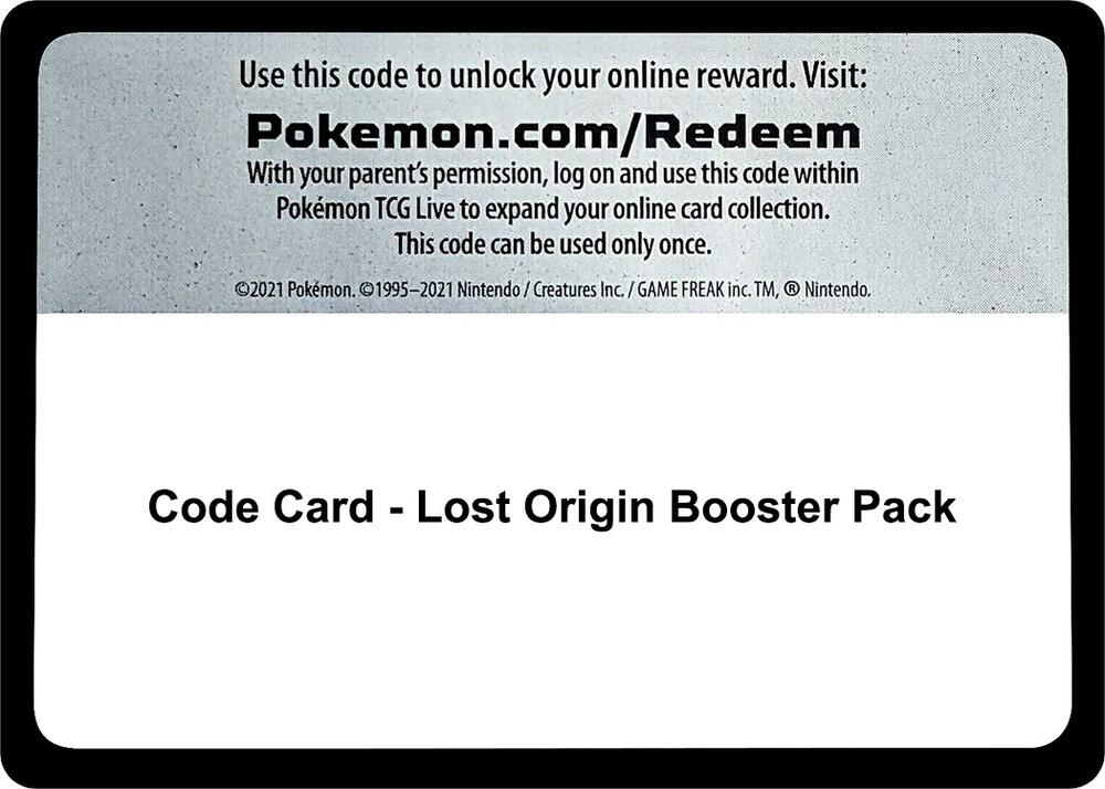 Lost Origin Booster Pack - TCG Code Card