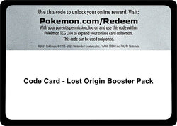 Lost Origin Booster Pack - TCG Code Card