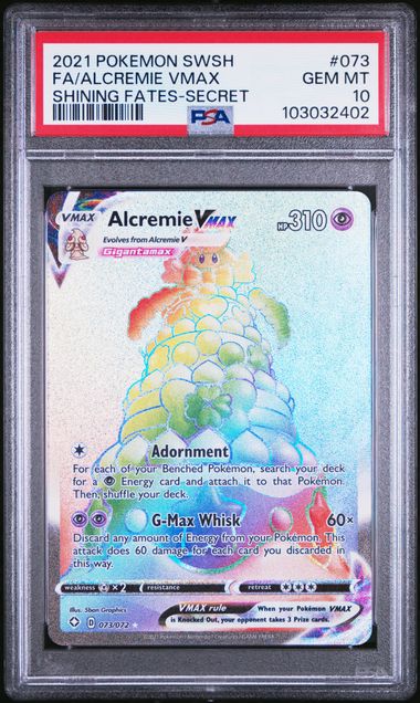 PSA 10 - 2021 Sword & Shield Shining Fates Alcremie VMAX 73/72 Full Art Secret