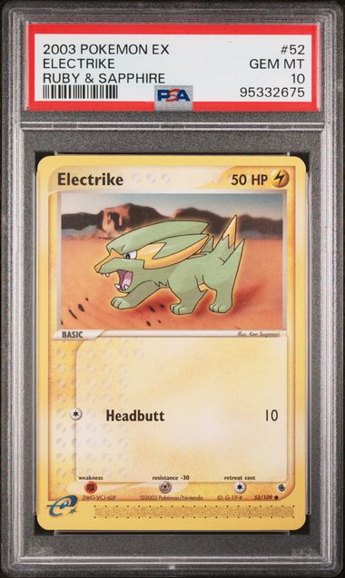 PSA 10 - 2003 EX Ruby & Sapphire 52/109 Electrike Pokemon Card