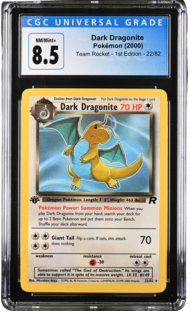 CGC 8.5 - 2000 Team Rocket Dark Dragonite 22/88 1ST EDITION