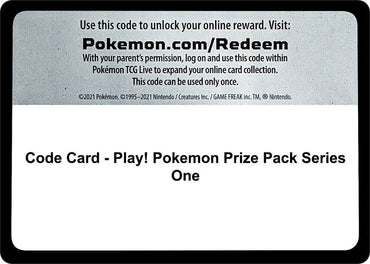 Play! Pokemon Prize Pack Series One Booster Pack - TCG Code Card