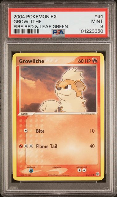 PSA 9 - 2004 EX FireRed & LeafGreen Growlithe 64/112 Pokemon Card