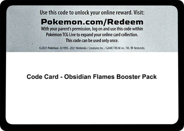 Obsidian Flames Booster Pack - TCG Code Card