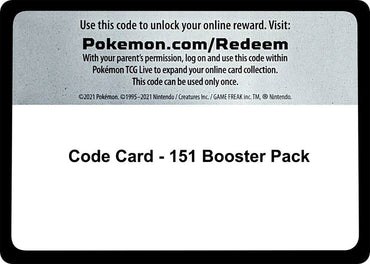 151 Booster Pack - TCG Code Card