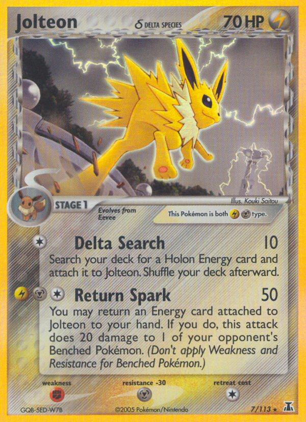 jolteon pokemon card value Jolteon (Delta Species) 7/113 - Delta Species Holofoil