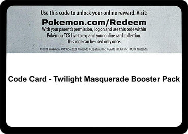 Twilight Masquerade Booster Pack - TCG Code Card