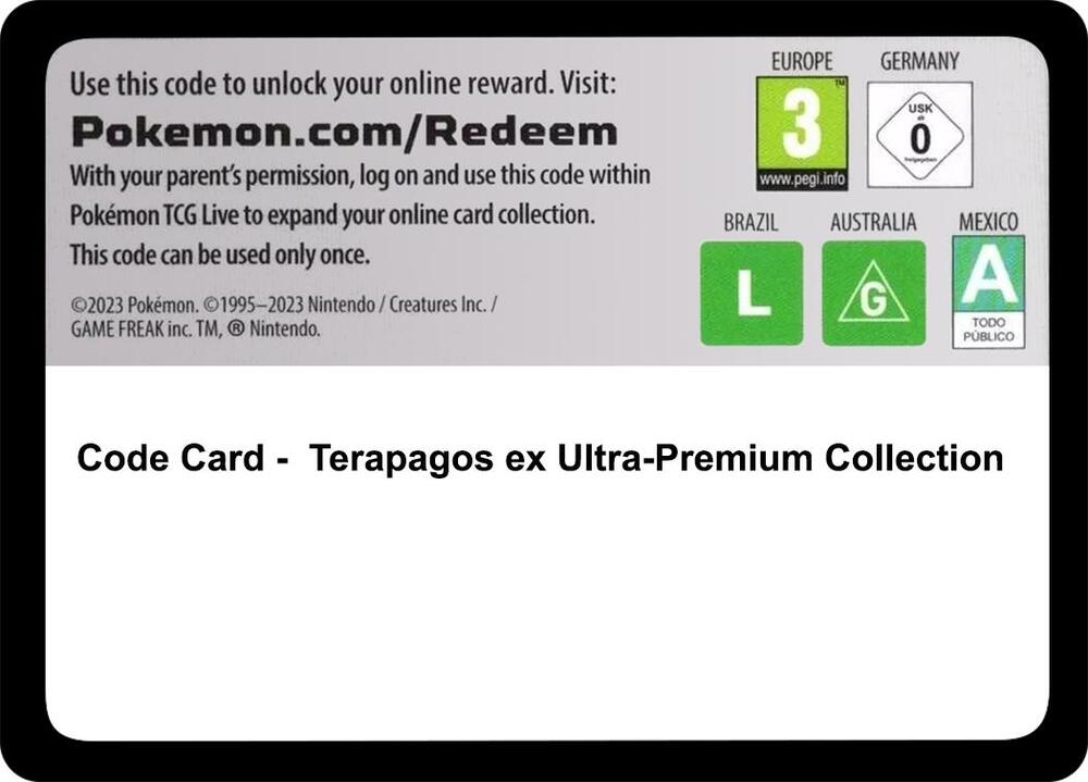 Terapagos ex Ultra-Premium Collection - TCG Code Card