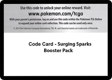 Surging Sparks Booster Pack - TCG Code Card