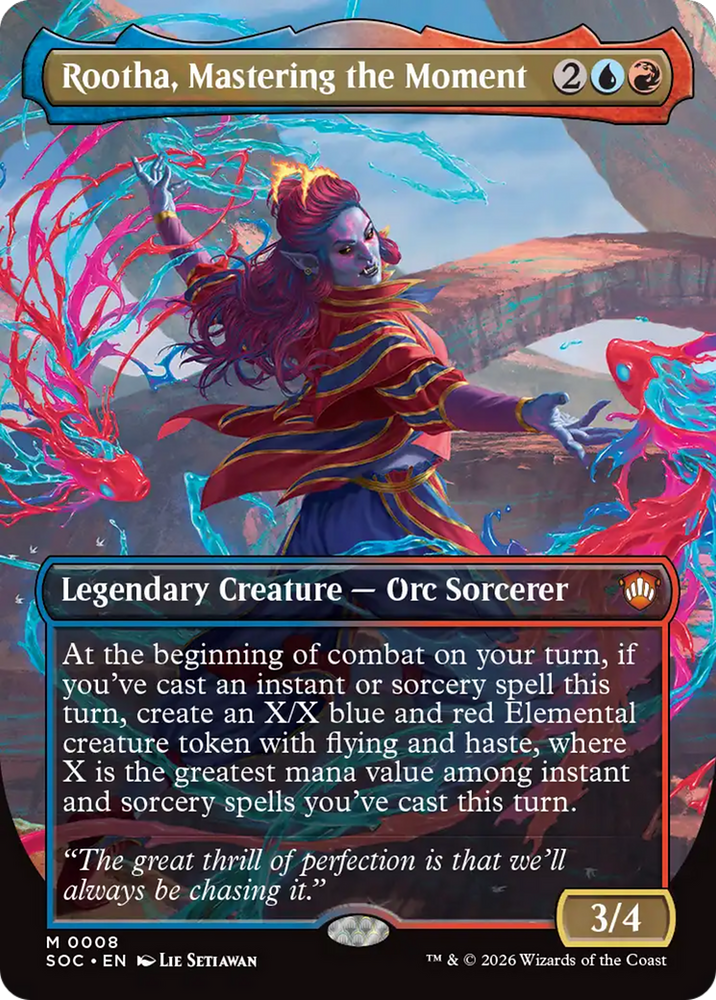 Rootha, Mastering the Moment (Borderless) [Secrets of Strixhaven Commander]