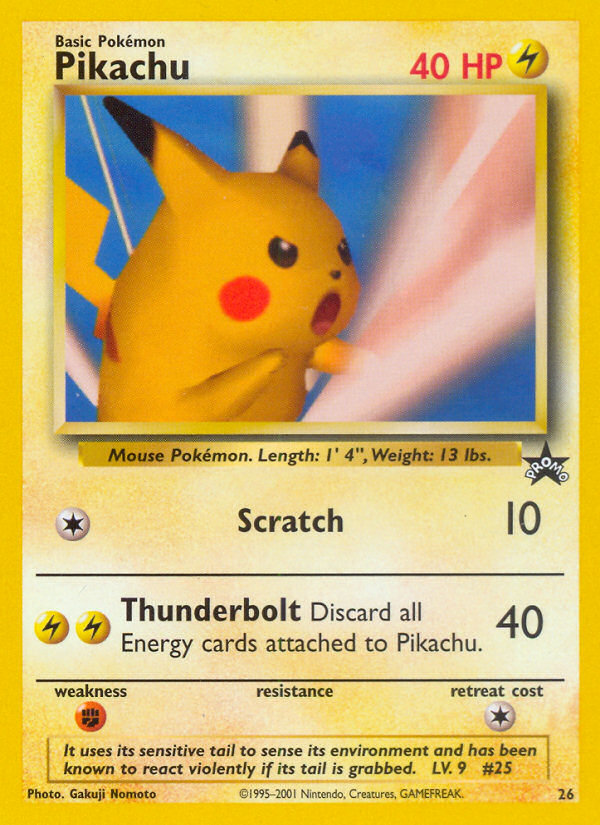 pokemon card pikachu 1995 Pikachu (26) [Wizards of the Coast: Black Star Promos] Damaged