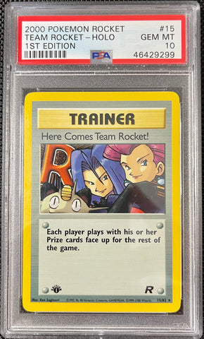 Pokemon Here Comes Team Rocket! Holo 1st Edition Rocket 15/82 PSA 10