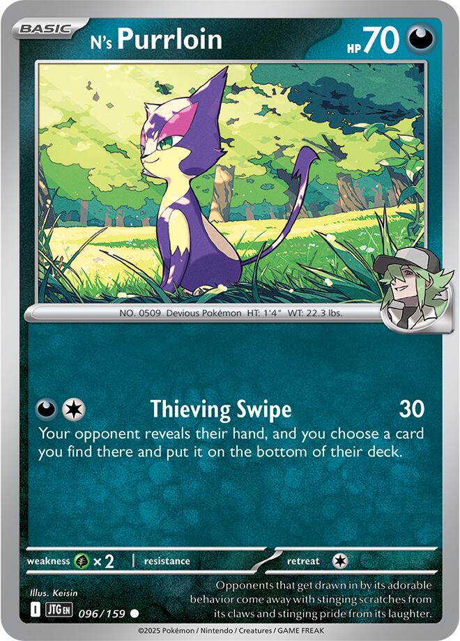 pokemon card purrloin N's (096/159) [Scarlet & Violet: Journey Together] White Legendary Treasures Radiant The 10 Best Cards Style:Case of 4 Lorwyn Eclipsed Special Guests