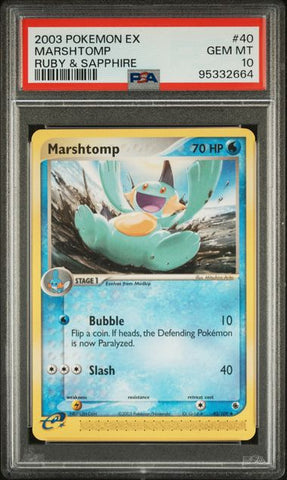 PSA 10 - 2003 Pokemon ex Ruby & Sapphire 40/109 Marshtomp - POP 12 🔥