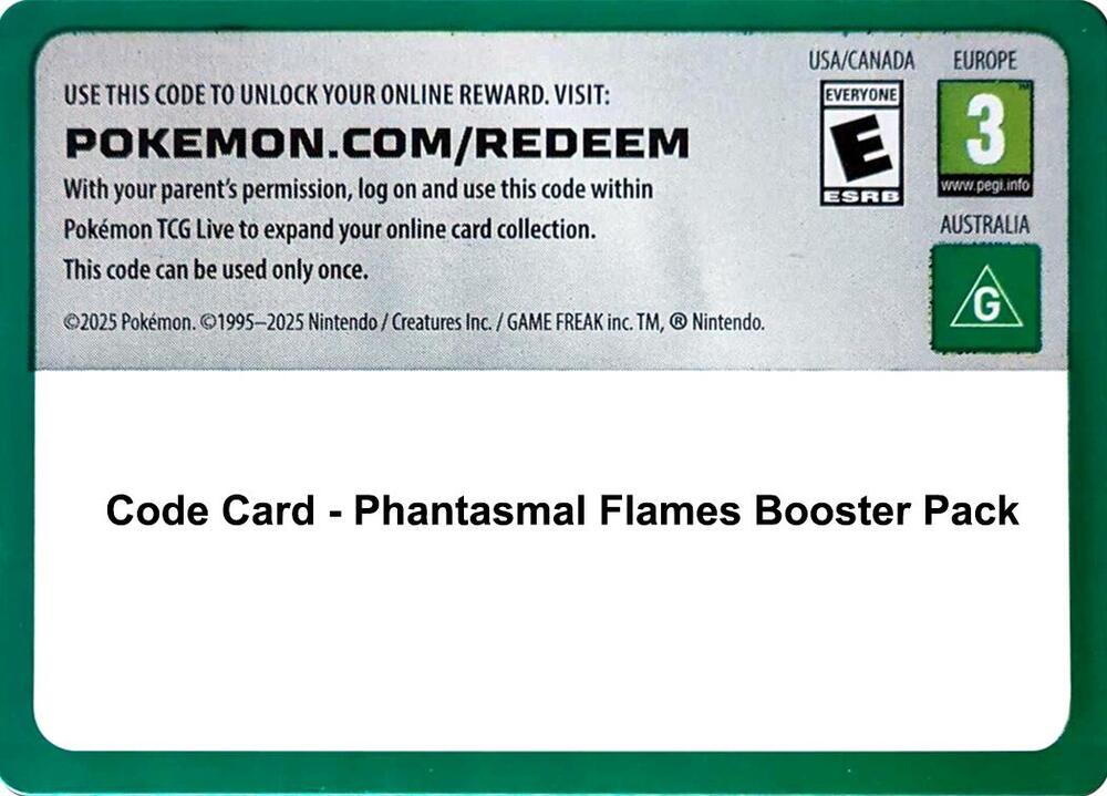 Phantasmal Flames Booster Pack - TCG Code Card