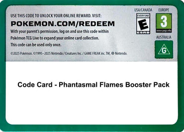 Phantasmal Flames Booster Pack - TCG Code Card