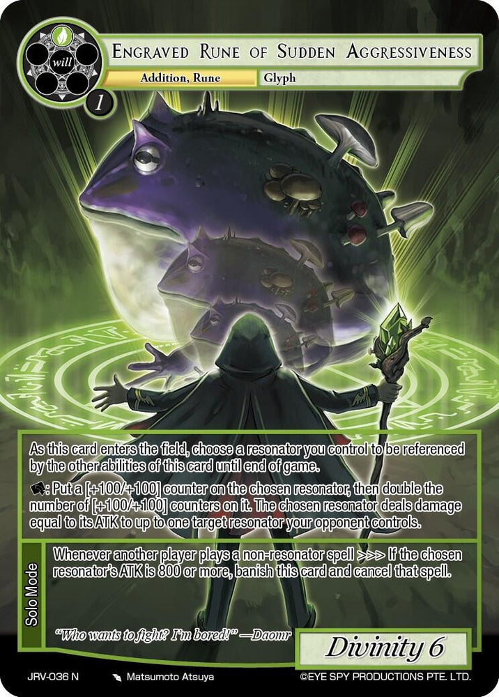 Engraved Rune of Sudden Aggressiveness (JRV-036 N) [Journey to Ravidra]