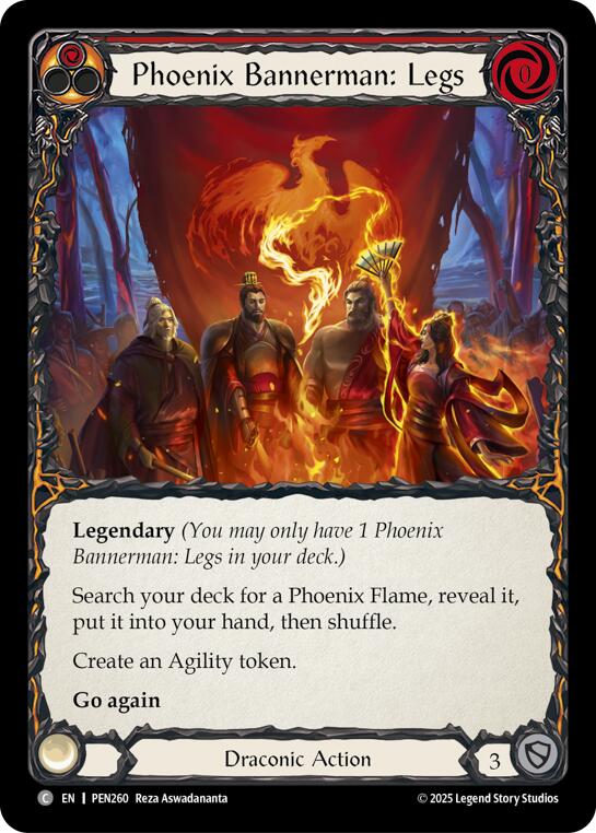 Phoenix Bannerman Legs (Red) (Rainbow Foil) [PEN260] (Compendium of Rathe)  Rainbow Foil