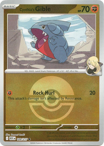 Cynthia's Gible (109/217) (Poke Ball) [Mega Evolution: Ascended Heroes]