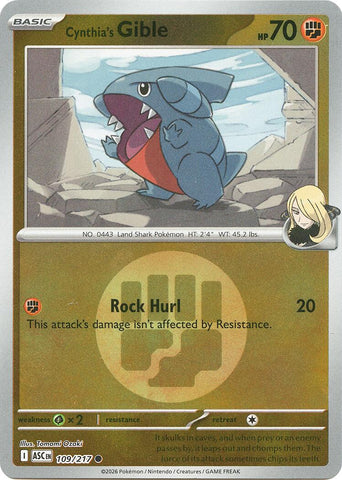 Cynthia's Gible (109/217) (Energy Symbol Pattern) [Mega Evolution: Ascended Heroes]