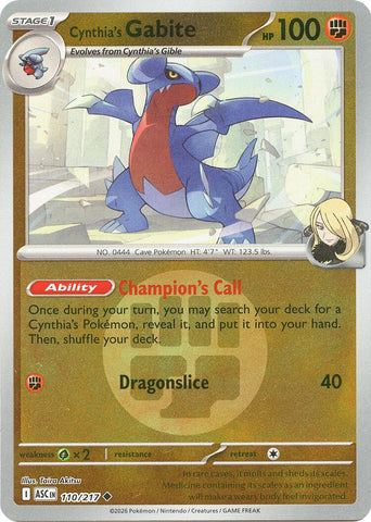 Cynthia's Gabite (110/217) (Energy Symbol Pattern) [Mega Evolution: Ascended Heroes]