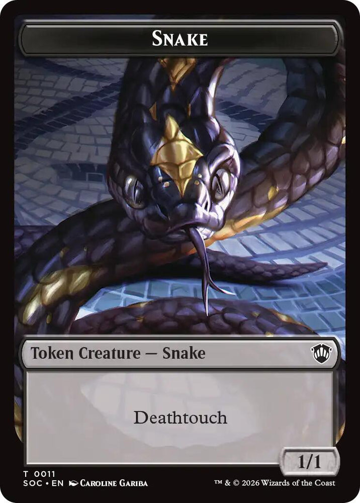 Snake // Zombie Double-Sided Token [Secrets of Strixhaven Commander Tokens]