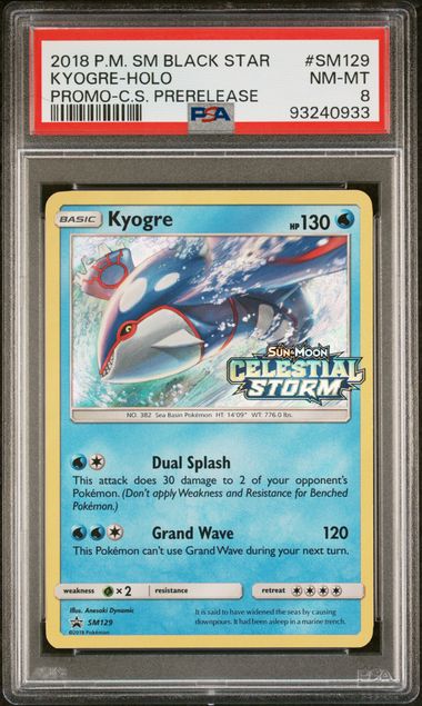 PSA 8 - 2018 Pokemon Sun & Moon Prerelease Black Star Promo SM129 Kyogre Holo