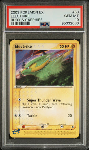 Pokemon Electrike 🔥POP 10🔥 EX Ruby & Sapphire 53/109 PSA Gem Mint 10