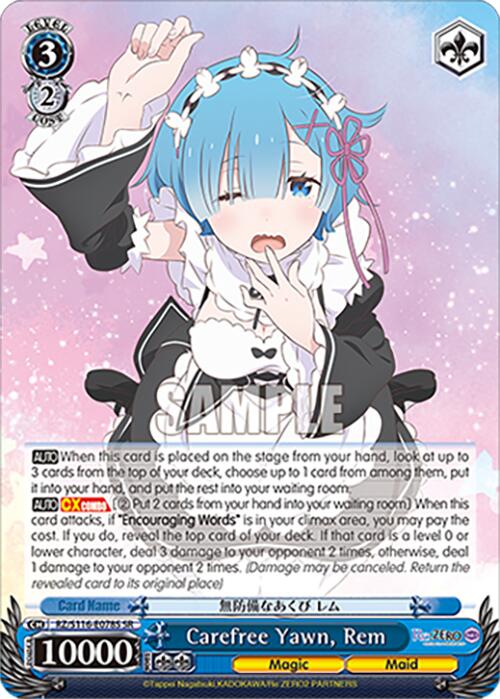 Carefree Yawn, Rem (SR) (RZ/S116-E078S) [Re:ZERO -Starting Life in Another World- Vol.3]