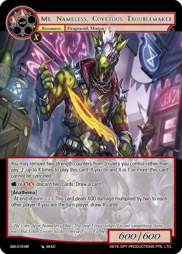 Mr, Nameless, Covetous Troublemaker (Full Art) (QSK-018 MR) [The Quest of the Seven Keys]
