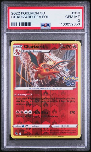 PSA 10 - 2022 Sword & Shield Pokemon Go Charizard 10/78 Reverse Holo P PSA 10 - 2022 Sword & Shield Pokemon Go Charizard 10/78 Reverse Holo P