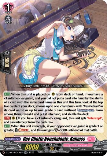 Une Chatte Nonchalante, Kolmiss (DZ-BT16/044EN) [Parallactic Dawn]