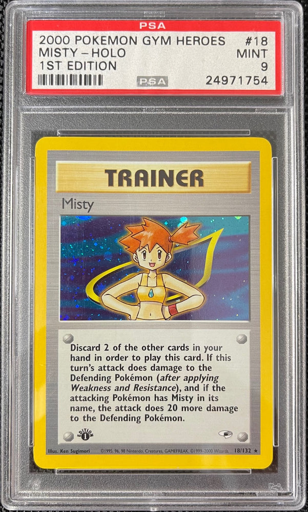Pokemon Misty Holo 1st Edition Gym Heroes 18/132 PSA 9